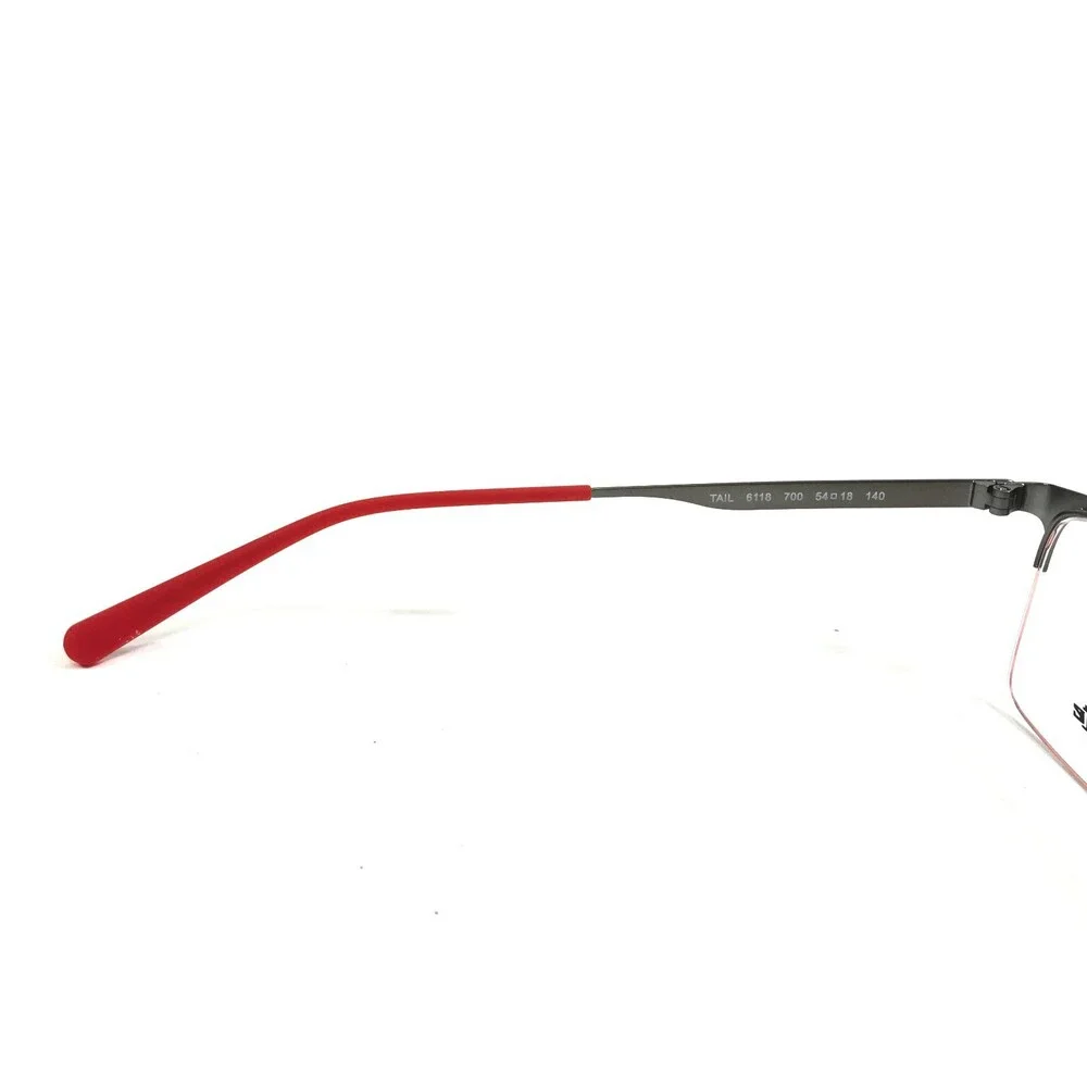 Arnette Eyeglasses Frames TAIL 6118 700 Gray Red Square Half Rim 54-18-140